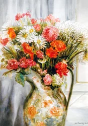 Fleurs mélangées avec des chrysanthèmes dans un pichet